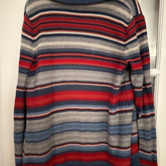 Ralph Lauren | Lauren Jeans Co Red/Blue/Grey Striped Open Front Cardigan Size L - Picture 4 of 7